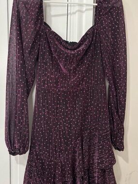 Macy's Plum Midi Dress with Pink Dot Print